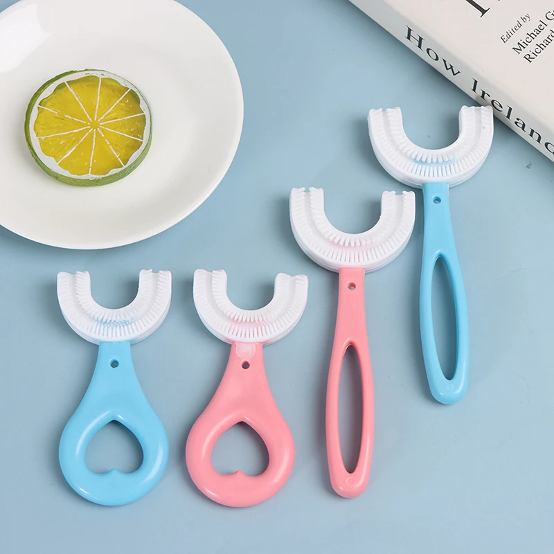 Teeth Oral Care Children's Toothbrush U-shaped Baby Children Brushing Cleaning Supplies Pink Bule Color | Красота и здоровье