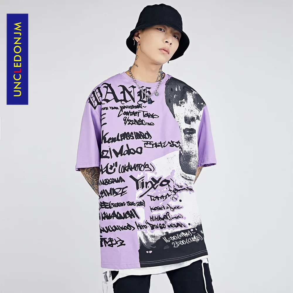 

UNCLEDONJM Graffiti graphic t shirts new arrival 2021 summer Short-Sleeved T-shirt Hip-Hop streetwear retro men t shirt 21019