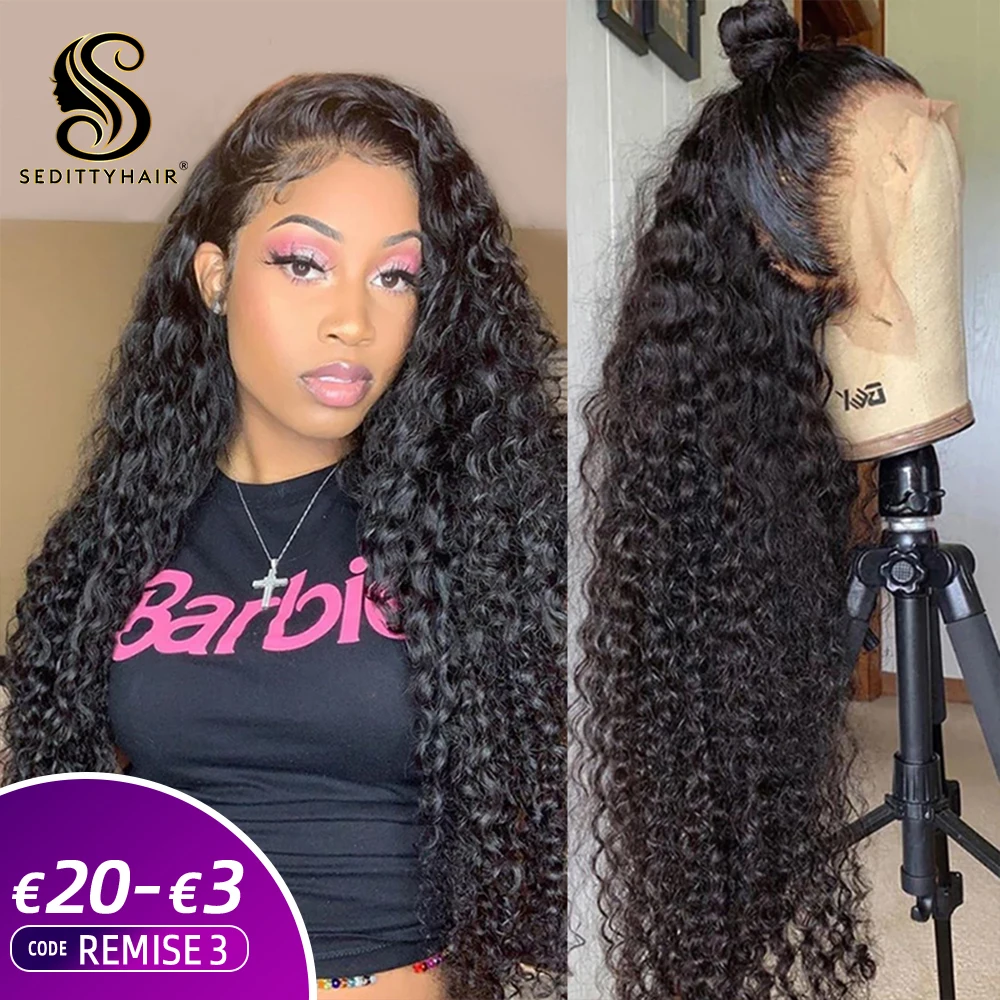 Deep Wave 13x4 Lace Front Human Hair Wigs 38 40 Inch Brazilian Kinky Curly Hair For Black Women frontal deep curly wave lace wig