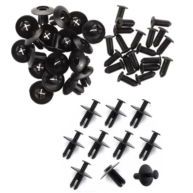 

40Pcs Hole Push In Expanding Screw Panel Clips Plastic Rivet Black - 20 Pcs 8Mm & 20Pcs 6Mm