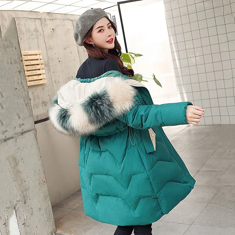 2019 зимняя куртка женская пуховая хлопковая с капюшоном Тонкая парка Mujer пальто