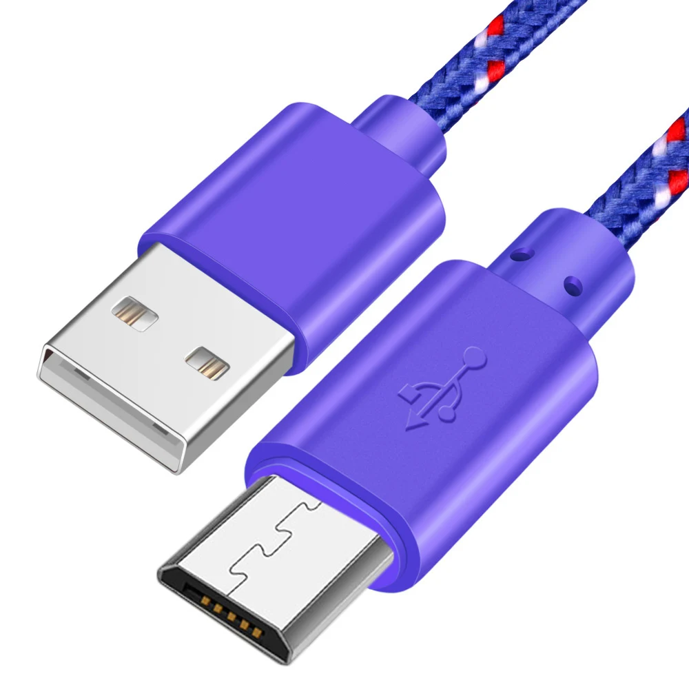 Micro USB кабель для синхронизации данных USB кабель для зарядки samsung htc huawei Xiaomi Tablet Android 1 м/2 м/3 м нейлоновая оплетка USB кабели для телефонов