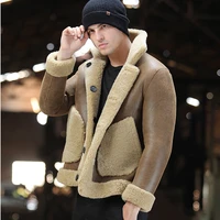 sani genuine leather sheepskin 100 guaranteed real fur jacket natural fur overcoat brown thicken fur clothing