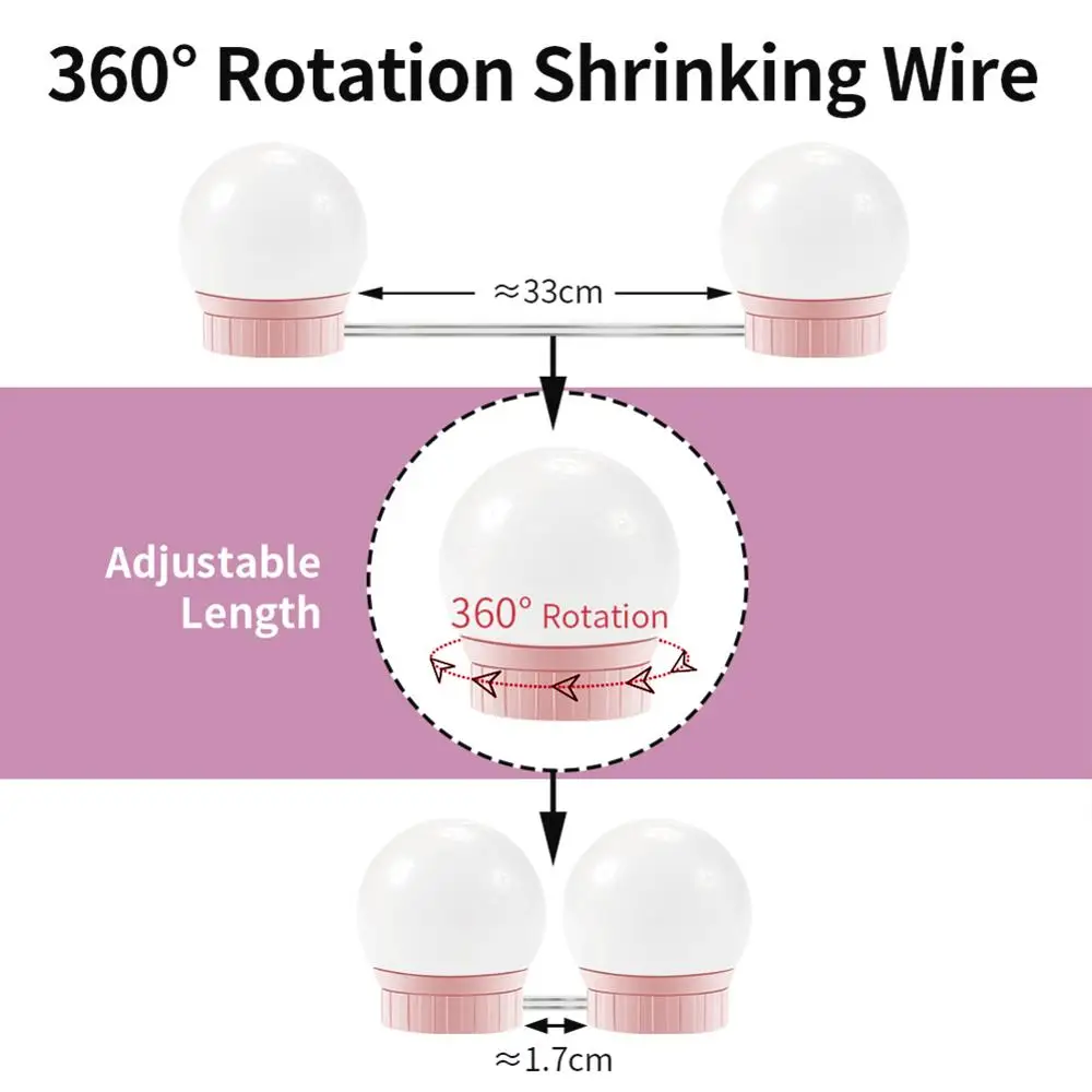 Светодиодная лампа для макияжа USB светильник зеркала 6/10/14 лампочек с плавной