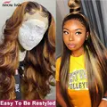 Ishow Highlight Wig Colored Human Hair Wigs For Women 30 Inch Straight Lace Front Human Hair Wigs 13x4 HD Lace Frontal Wig