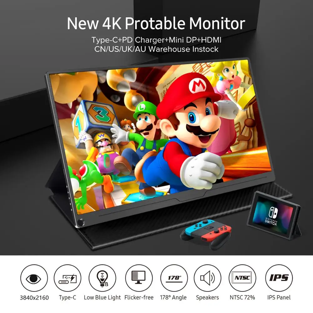 저렴한 UPERFECT-4K 12.5 휴대용 모니터 IPS LCD 스크린 3840x2160 UHD PC 랩탑모니터 게이밍 Xbox Ps4 HDMI DP, 인치 포터블 모니터 *, Windows 7/