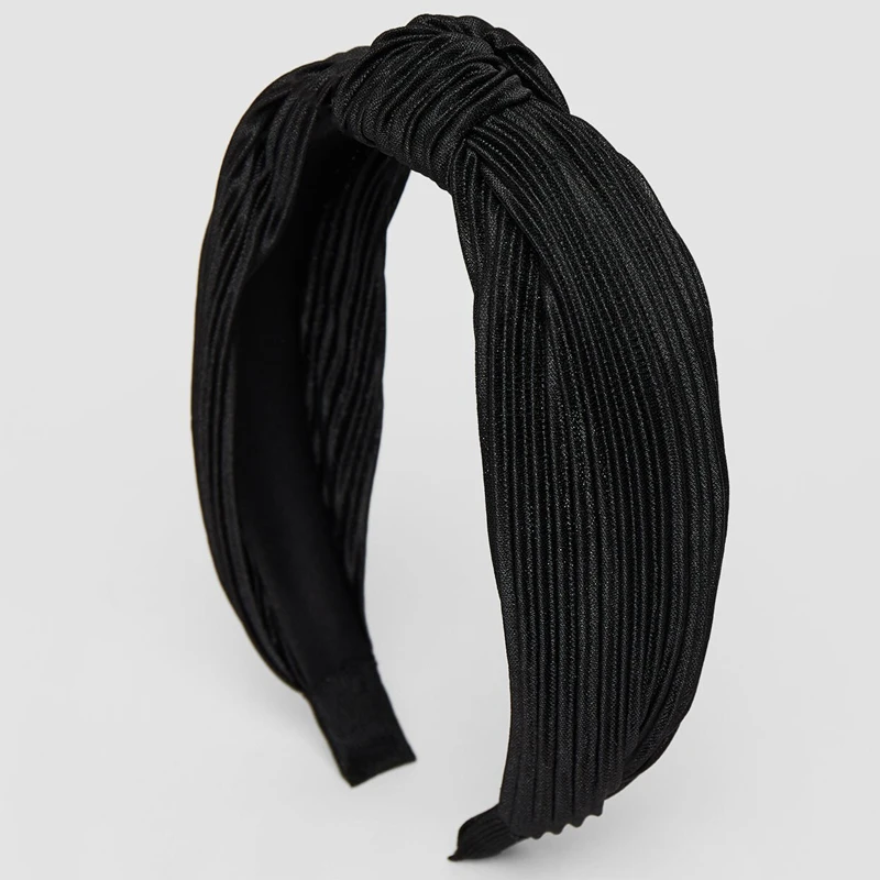

Single Vintage Black pleated knotted bow headbands for women solid hairbands daily hair accessories for girls Bezel Gothic toka