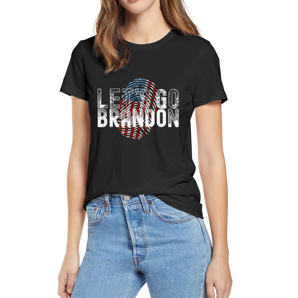 

Let's Go Brandon Flag DNA Funny Summer Women 100% Cotton Novelty T-Shirt EU Size Casual Harajuku Tops Tee Streetwear Satire