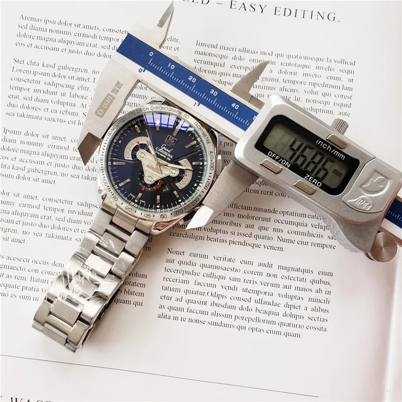 

New Automatic Mechanical Men Watch Silver Blue Stainless Steel Transparent Sapphire Glass AAA Glide Watches