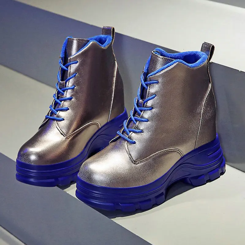 

Women Lace Up Female flats Platform Trainers Height Increaseing Wedge Shoes Girl Casual Sneakers A61-45 HF