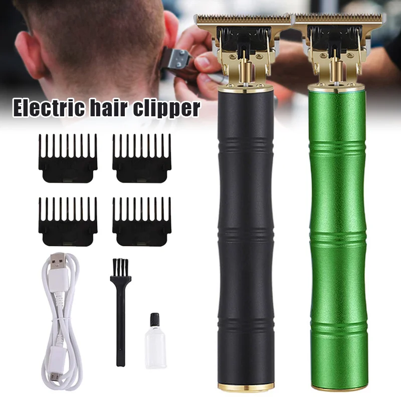 Professional Men's Hair Clipper Close Cutting Trimmer T-blades Cordless Electric USB Rechargeable...
