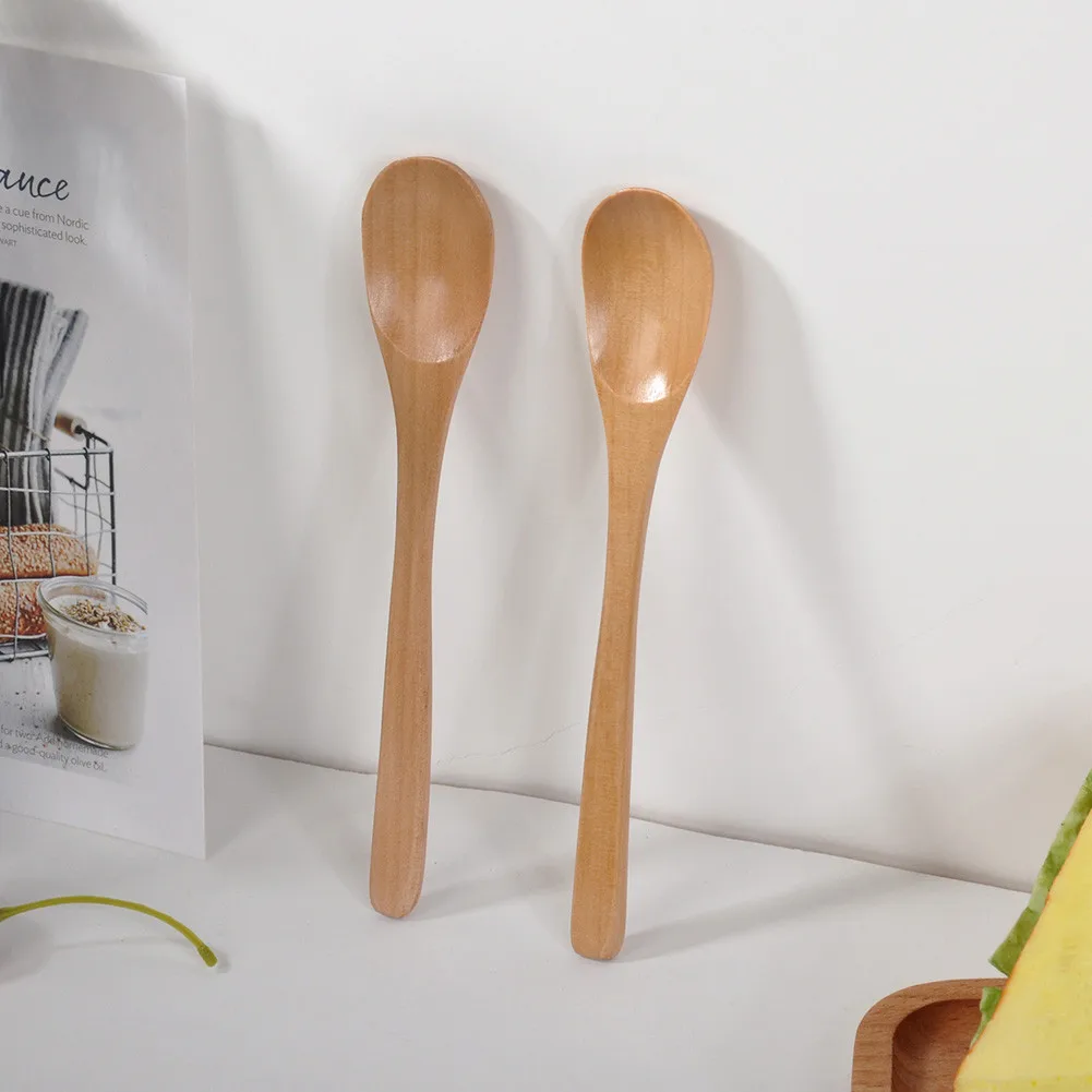 

5pcs Wood Cooking Soup Spoon Kitchen Utensil Long Handle Teaspoon Japanese Style Kitchen Tools Coffee Tea Stirring Spoons