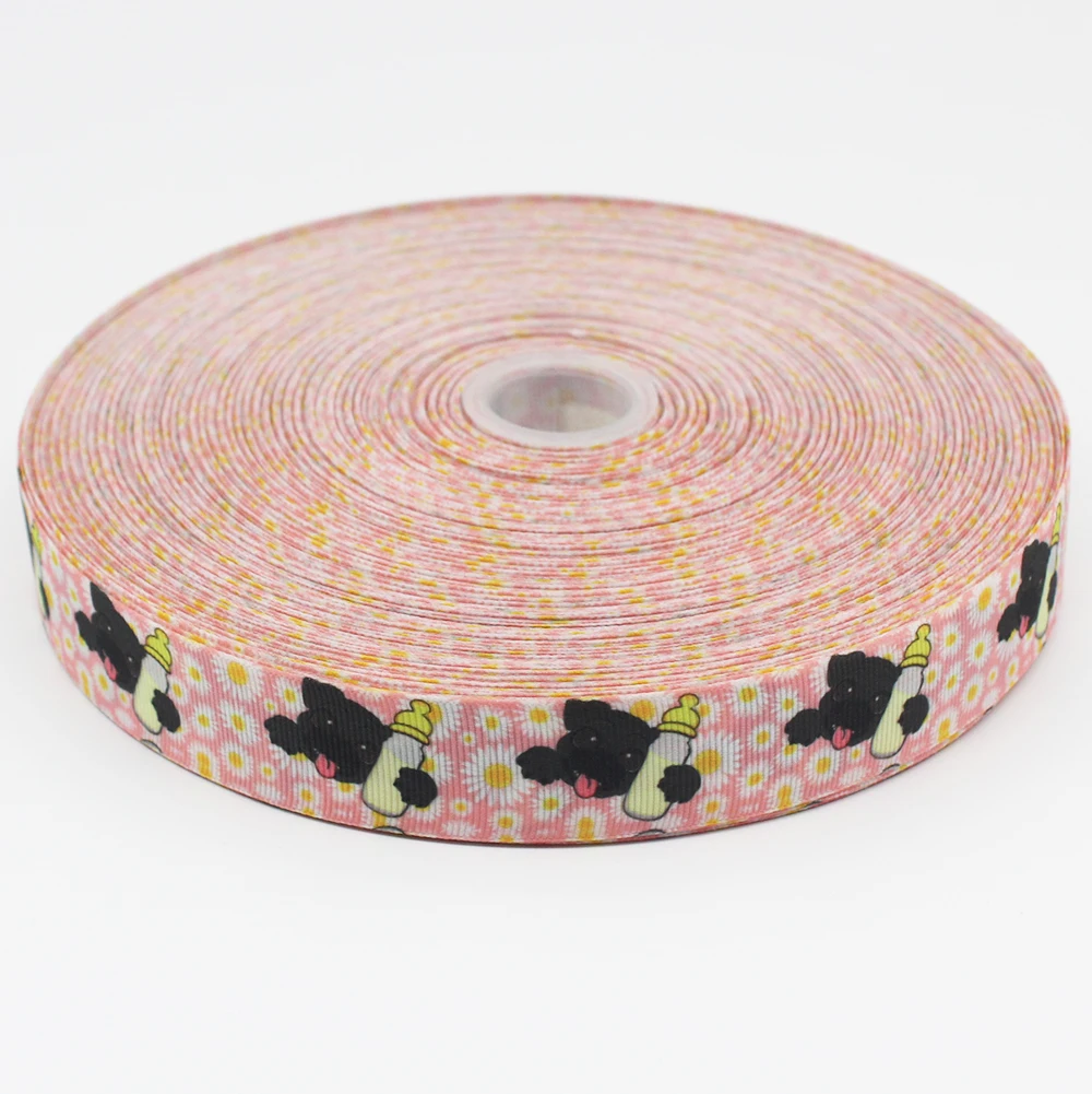 

25-75MM Baby Bottle Dog Grosgrain Ribbon Design Customized â€‹Logo Printed for Making Hair Bows and Earrings Hair Clips E229