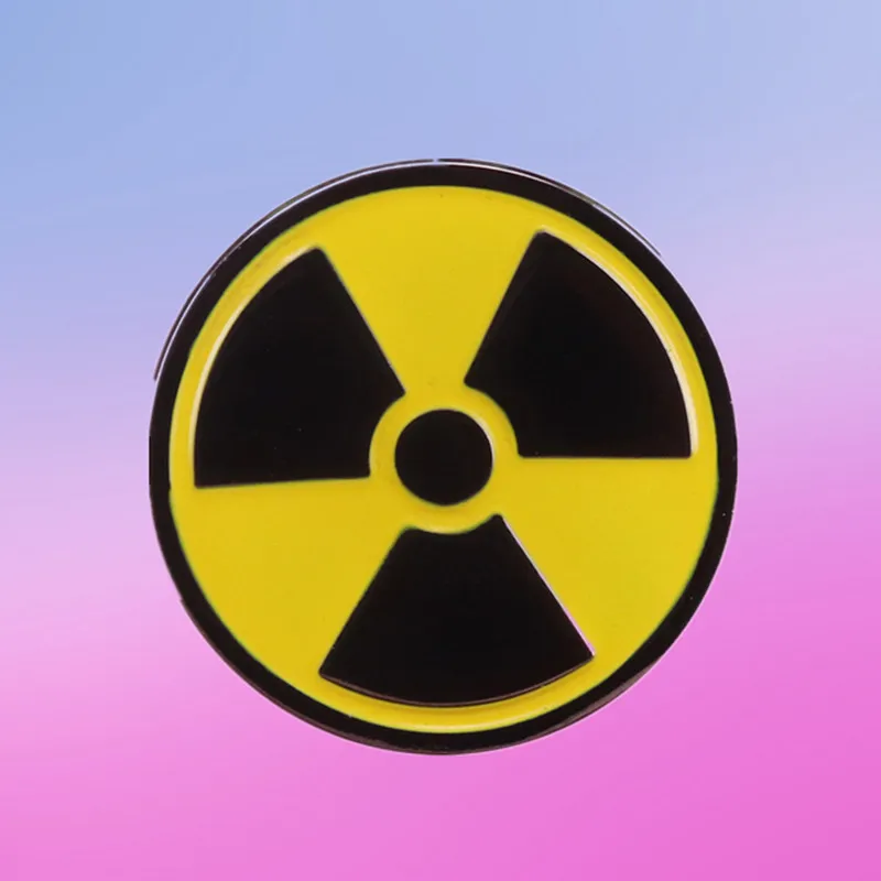 Эмалированная булавка с символом ядерного излучПредупреждение опасность