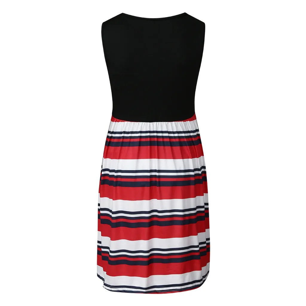 

Women Pregnant Maternity Nursing Sleeveless Stripe Print Patchwork Dress Maternity Clothing Casual Women's Dresses Pregnancy
