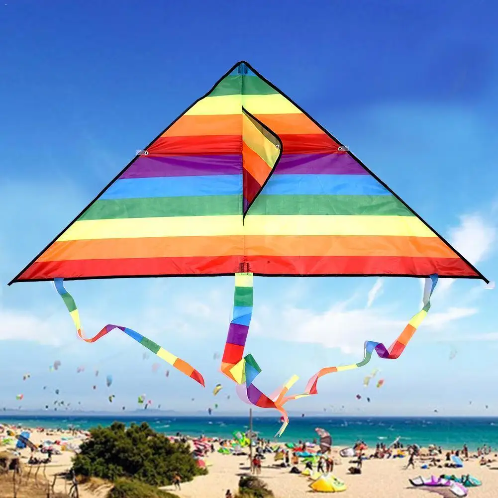 

New Colorful Rainbow Kite Long Tail Polyester Outdoor Decoration For Children Festival Toys And Kites DIY Flying Party Kids I2U8