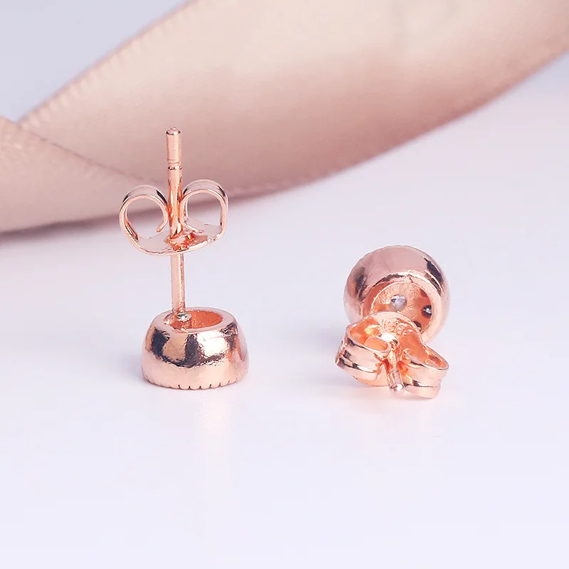 Stud Earrings Zircon Rose Gold Fashion Earring for Women Lotus Shape Simple Wedding Party Literary Gift Lady Jewelry | Украшения и
