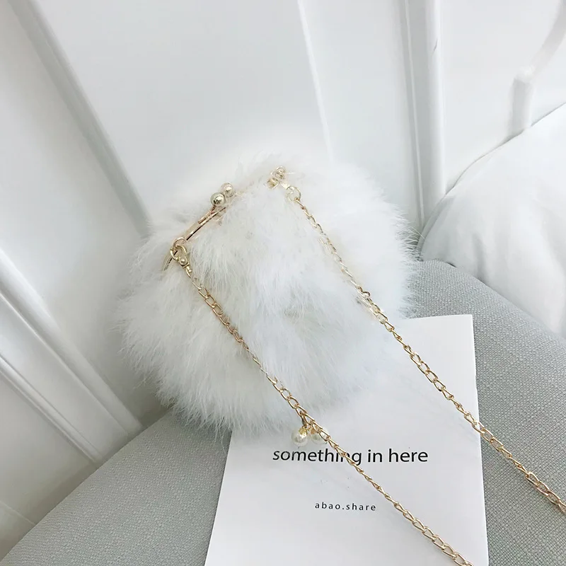 Luxury Designer Fur Purse Women Ostrich Feathers Evening Party Bag Famous Brand Handbag Fall Winter Party Day Cluthes Drop Ship