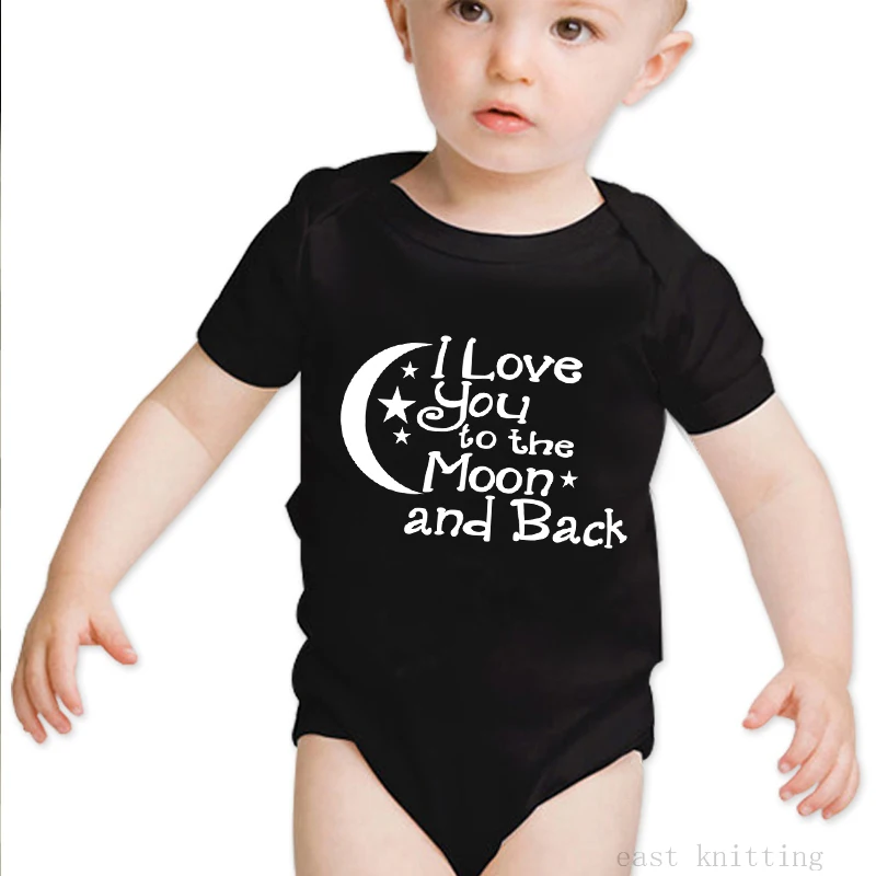 С надписью I Love You To The Moon and Back (мама я тебя &quotдетские черный комбинезон Костюмы для