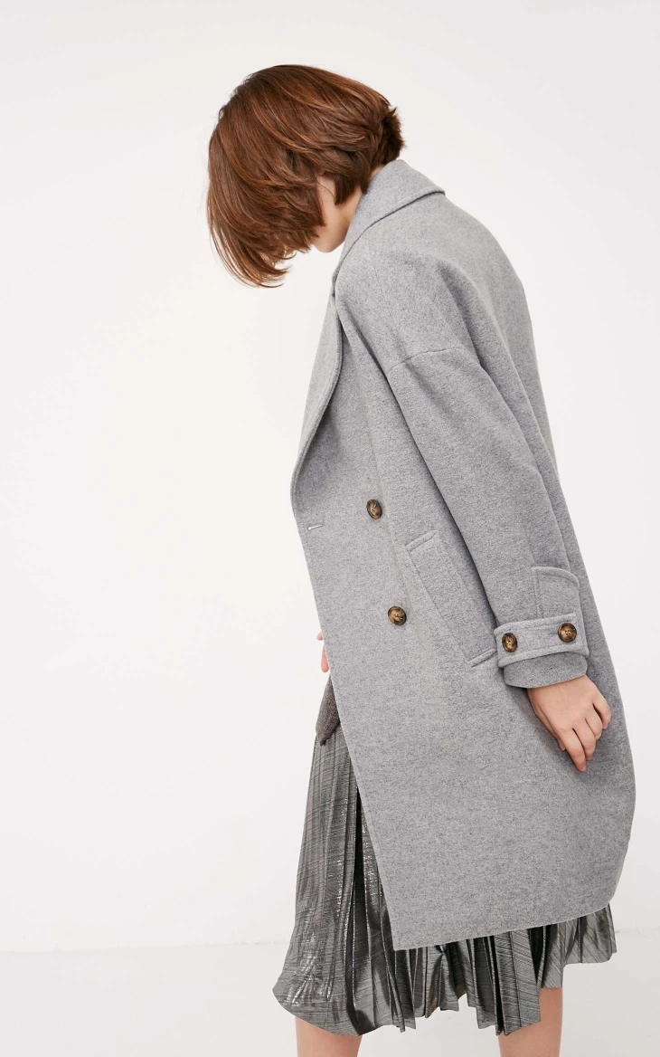 Vero Moda осень зима лацкан воротник двубортное шерстяное пальто | 318327564