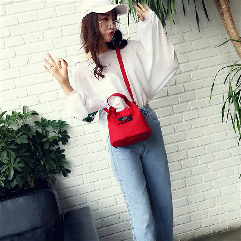 

2019 New Shoulder Bag Simple College Wind Letter Printing Candy Colors Crossbody Shoulder Bag Carrying Bag Bucket Bag
