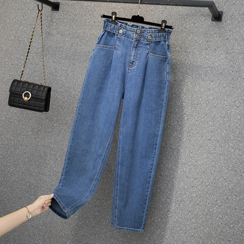 Women High Waisted Jeans Pants 2022 Casual Loose Mom Haren Trousers Denim Joggers Wide Leg Jean Vintage Streetwear