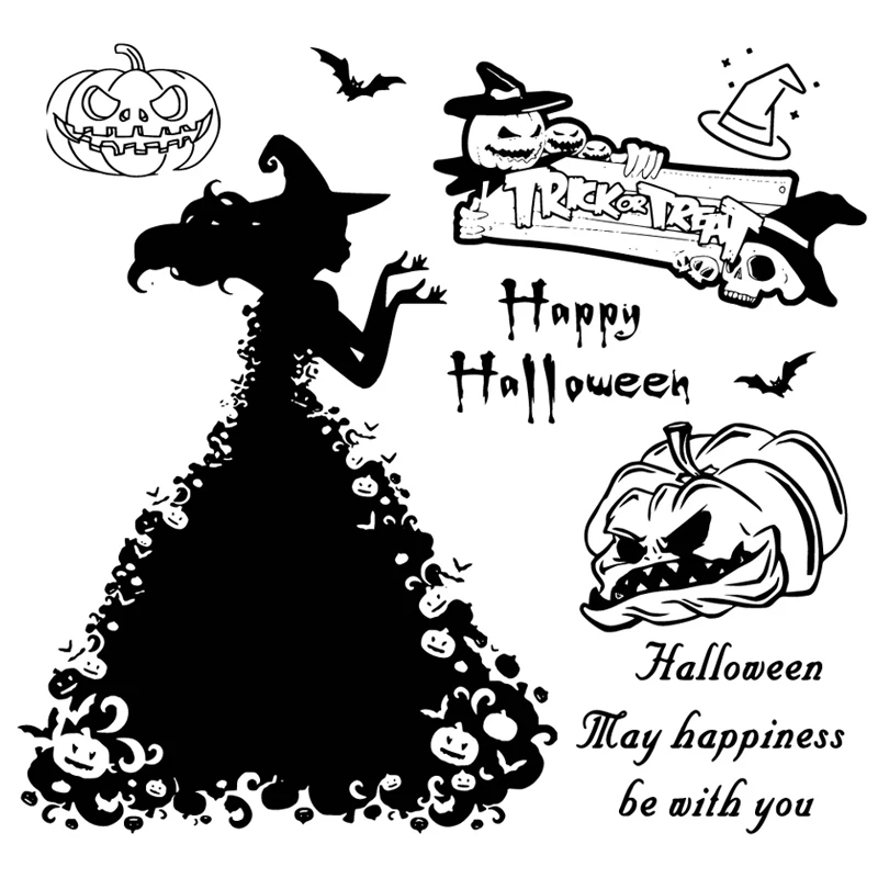 

2020 DIY New Clear Stamps For Scrapbooking Making Paper Halloween Pumpkin Witch Stamp Set Account Craft Set