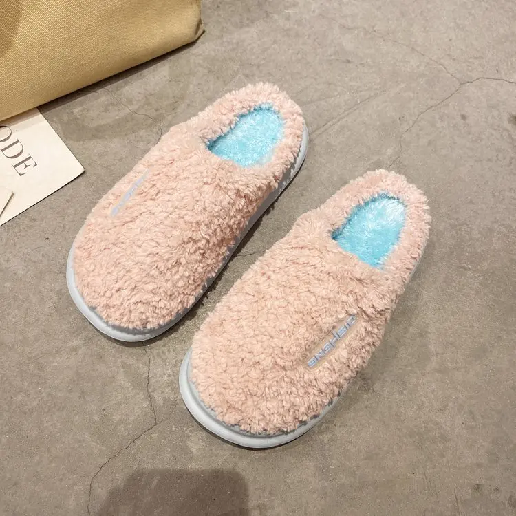 Autumn and Winter  Ladies Cotton Slippers Simple and Comfortable Cotton Slippers Women Flat Slippers Women Furry Slippers Women