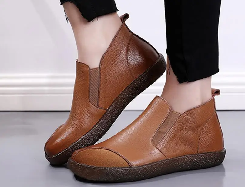 Женские ботинки новинка 2020 Дизайнерская кожаная обувь ручной работы осень/зима