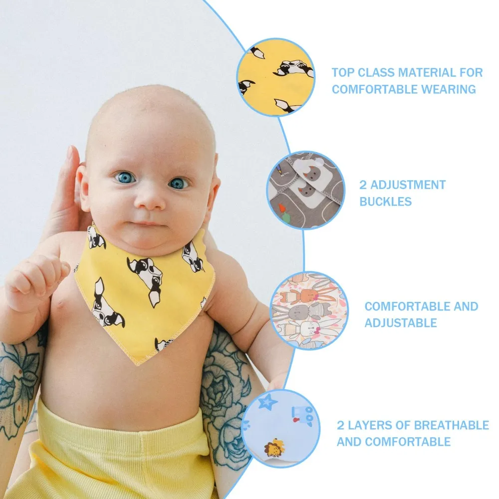 

5pcs Cotton Baby Saliva Bib Kids Eating Drool Towel Newborn Saliva Towel