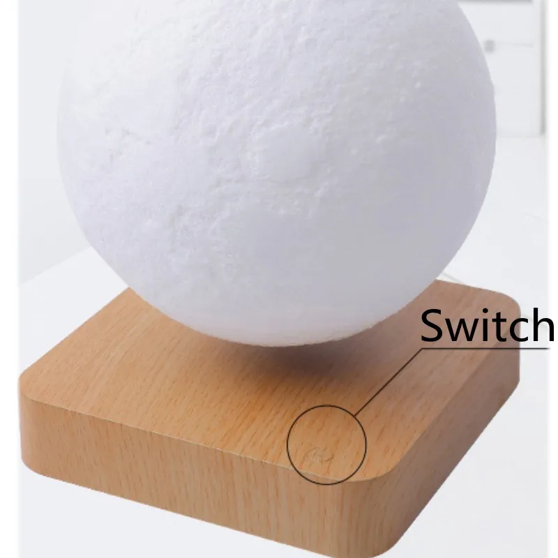 구매 뜨거운 판매 LED 창조적 인 3D 인쇄 자기 부상 달 램프 밤 빛 회전 LED 플로팅 램프 홈 장식 Dropshopping
