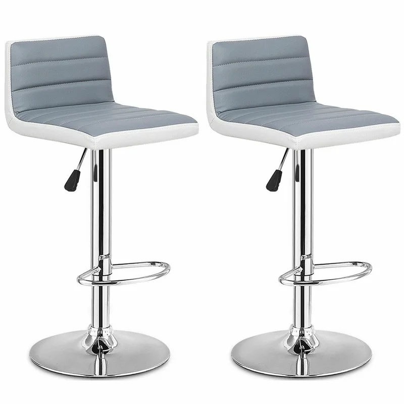 Высококачественный набор из 2 регулируемых серых стульев искусственной кожи