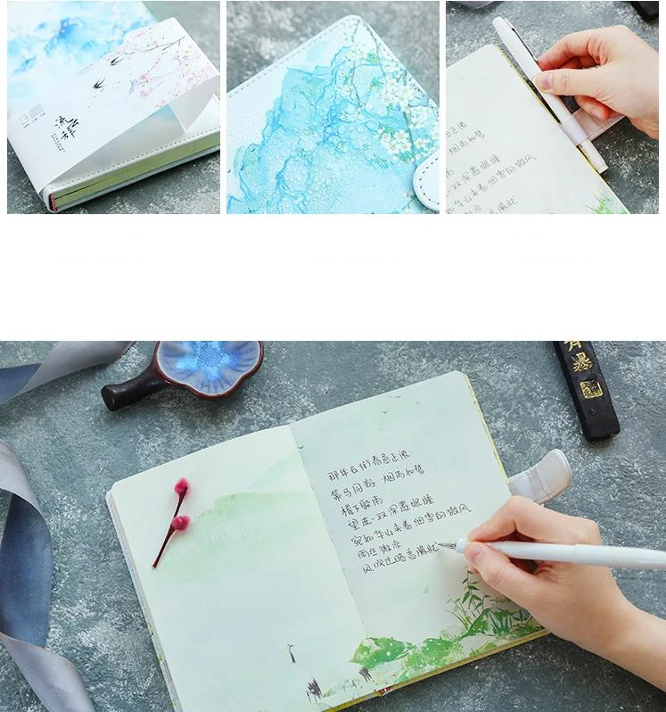 

Chinese Ink Painting Notebook Creative Cute Paper Pu Leather NotebookTravel Planner School Diary Notepad