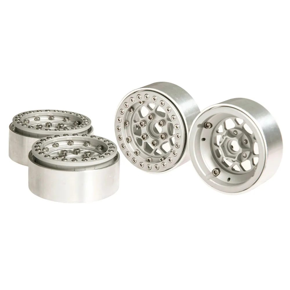 sliver 4pcs YEAHRUN 1/4 шт. Алюминий бисером 1,9 дймов обод колеса для 1:10 SCX10 D90 призрак TRX4 CC01 на гусеничном ходу - Цвет: sliver 4pcs