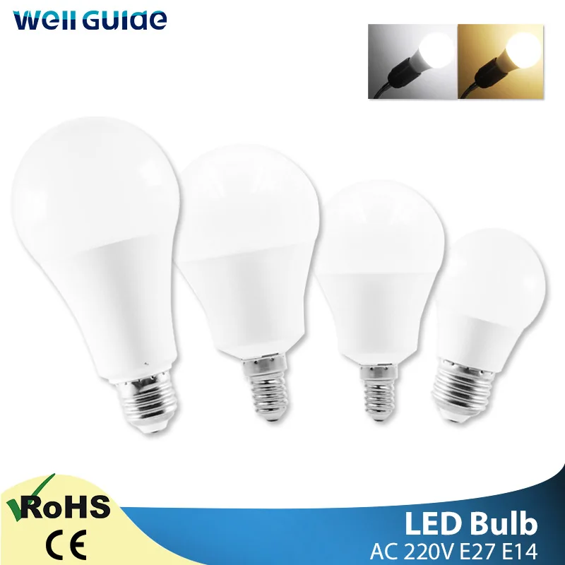 

1/10PCS LED Bulb E27 E14 Lamp 3W 6W 9W 12W 15W 18W 20W LED AC 220V 240V light White lampara Aluminum Table Lamps light Bombillas
