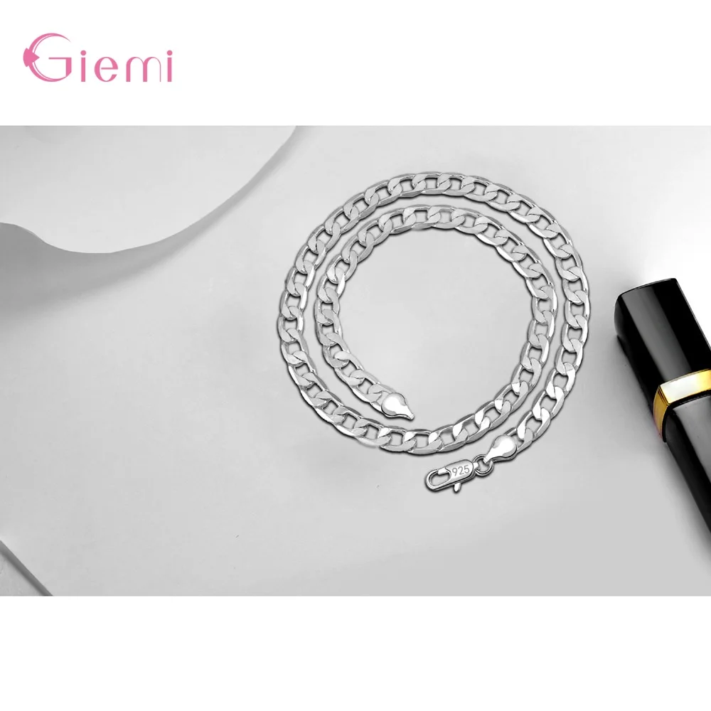 Ожерелья из стерлингового серебра 925 пробы для мужчин 4 мм цепочка Фигаро