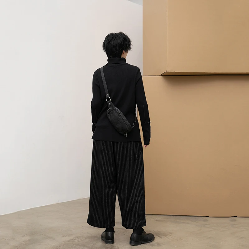 

[EAM] Women Knitting Bright Line Split [joint T-shirt New Turtleneck Long Sleeve Fashion Tide Autumn Winter 2021 1DD2481