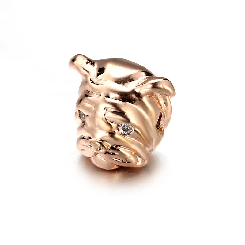 2 шт./лот белые медные бусины в форме головы мопса быка собаки подвески