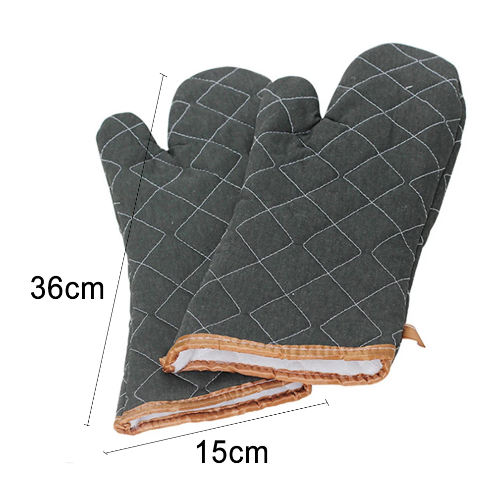 

1 Pair Plaid Non-slip Anti-scalding Kitchen Microwave Gloves Baking Oven Mittens Heat Resistant Oven Gloves Cooking Tool