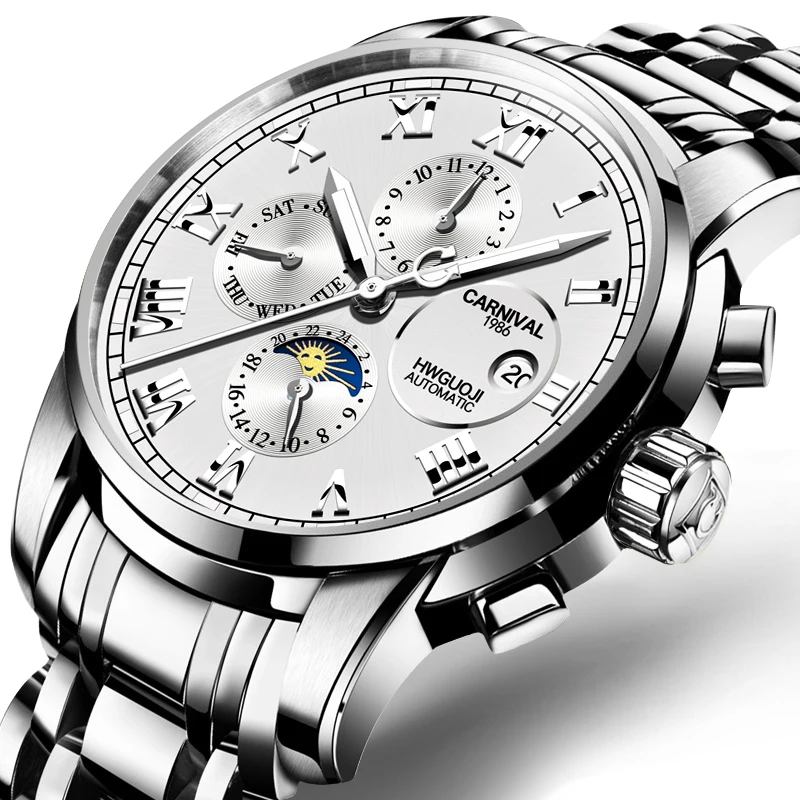

Switzerland Carnival Sapphire reloj hombre Watch Men Brand Luxury Multi-function Men Watches Luminous relogio clock C8008G-1
