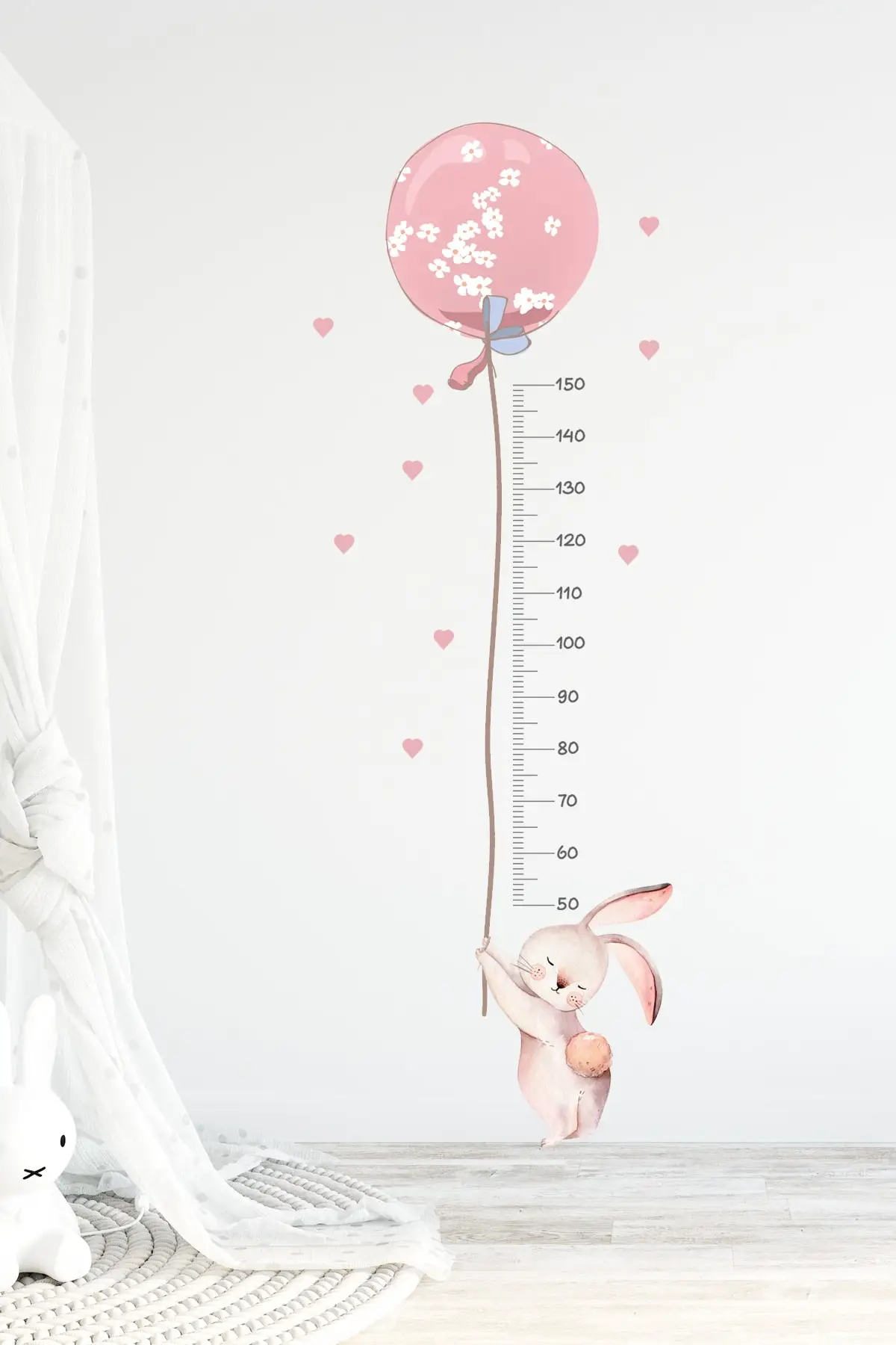Воздушно пузырчатая кролик измеритель роста Наклейка на стену в комплекте