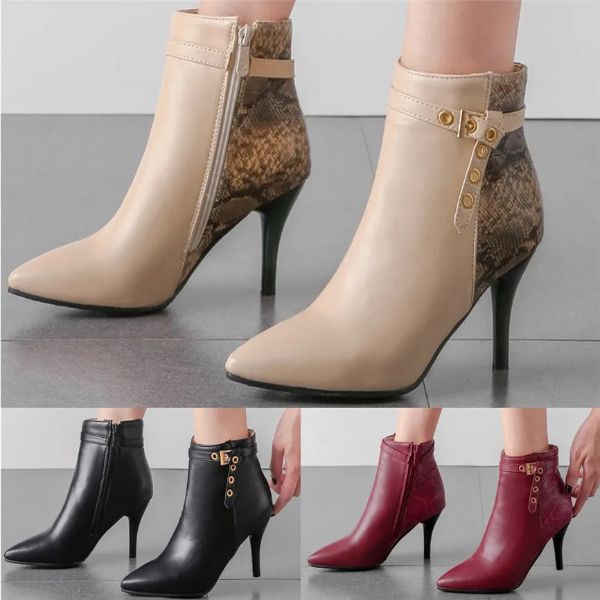 Женские туфли на высоком каблуке шпильке ботильоны обувь тонком Простые