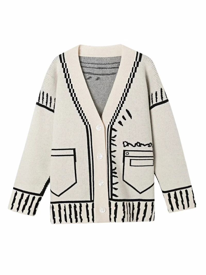 

Женский жаккардовый кардиган, винтажный Стильный однобортный плотный жаккардовый свитер с ручной росписью, шикарные Джемперы для девушек