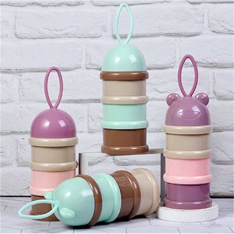 

3-layers Food Container Style Portable Baby Formula Milk Storage Essential Cereal Cartoon Infant Toddle Powder Container