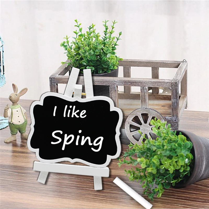 

10PCS Wooden Clover Easel Blackboard Hollowed Carvings Ornaments For Party DIY Wedding Birthday Party Sign Table Decor