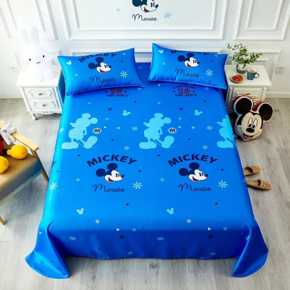 

Disney Frozen Princess Elsa Mickey Mouse Pink Minnie Mouse Silky Cool Summer Bedsheet Mat Pillowcases For 1.2m 1.5m Bed