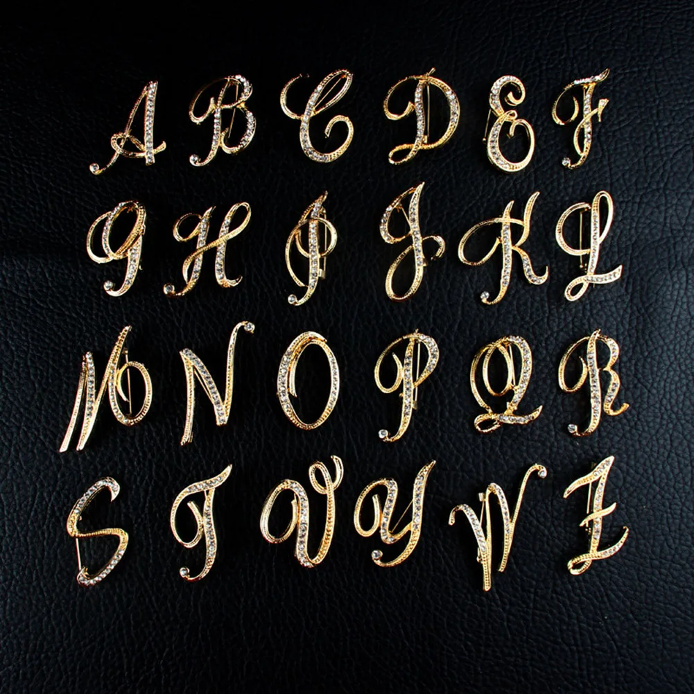 Креативная брошь с буквенным принтом английская буква начальная Металлическая