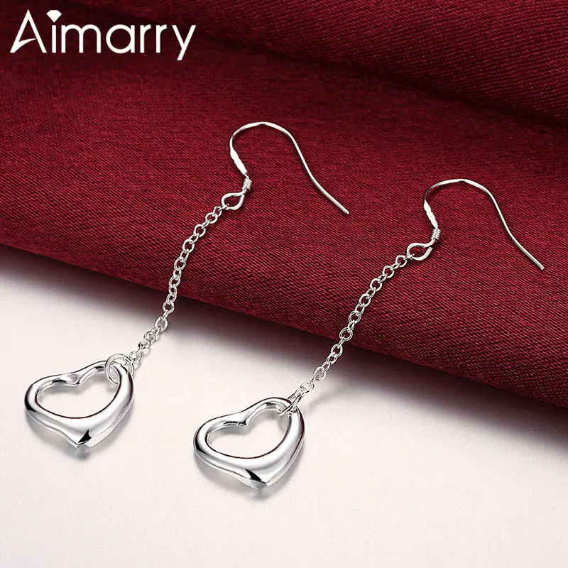 

Aimarry 925 Sterling Silver Love Heart Pendant Earrings For Women Charm Birthday Gifts Wedding Anniversary Fashion Jewelry