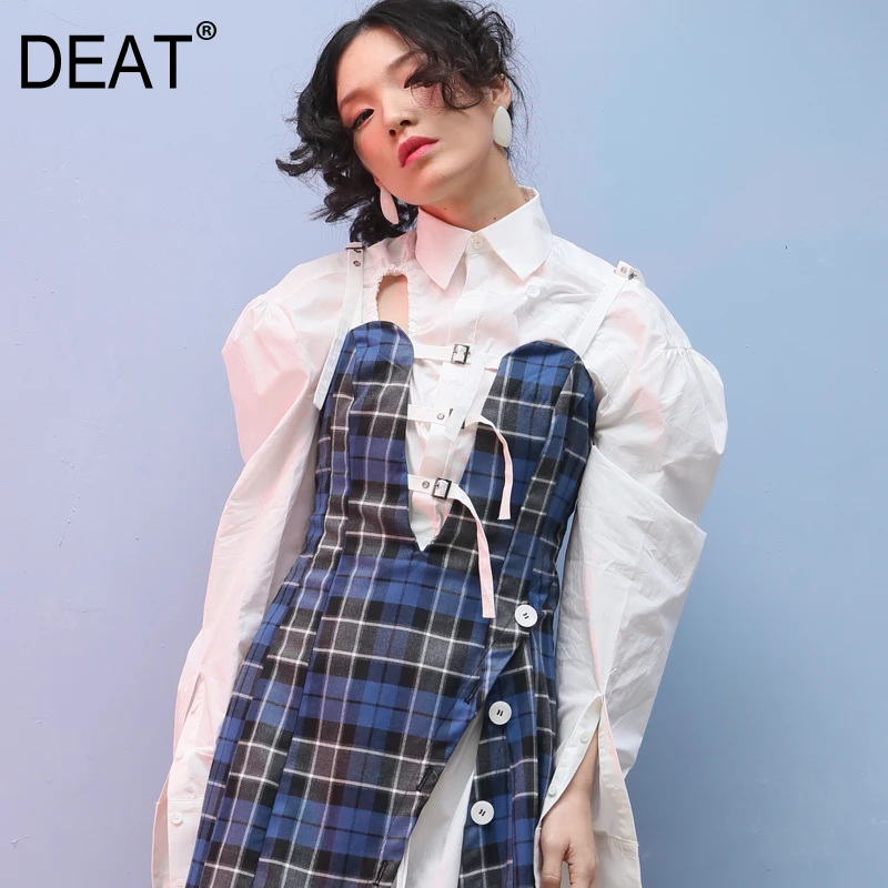 Женское платье без рукавов DEAT асимметричное однобортное с V образным вырезом