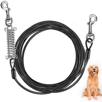 training lead two headed pet safety rope puppy lead leash metal chain black steel wire rope twist lead durable leash ropes